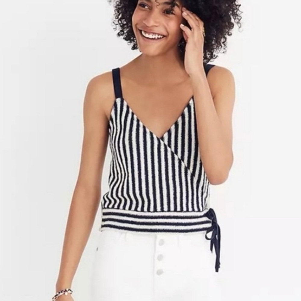 Madewell Finale Tank Top in Stripe Navy Large